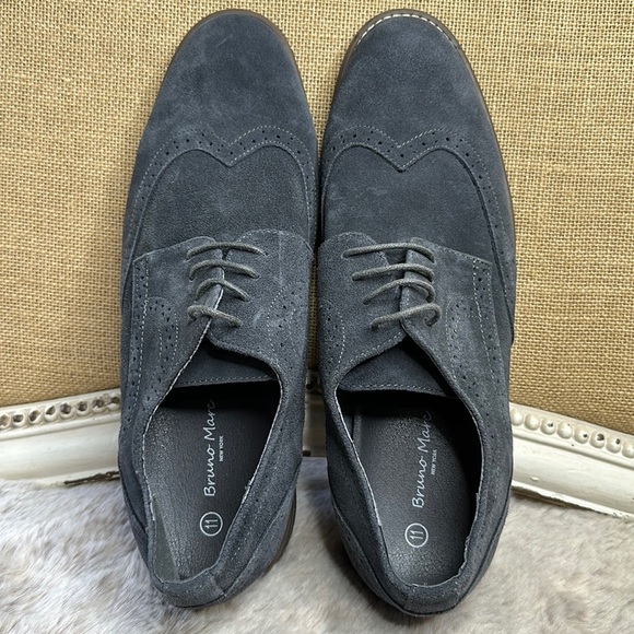 Bruno Marc | Blue-Gray Suede Wingtips Men’s 11 - Picture 6 of 13